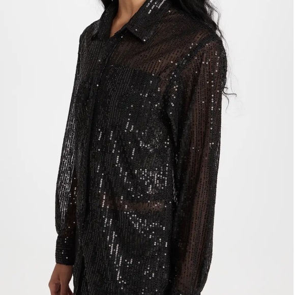 SPRWMN black sheer sequin button down blouse 🖤 - Picture 4 of 4